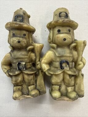 Vintage Gurley Pilgrim Boy With Rifle Pair 2 Candles Unburned